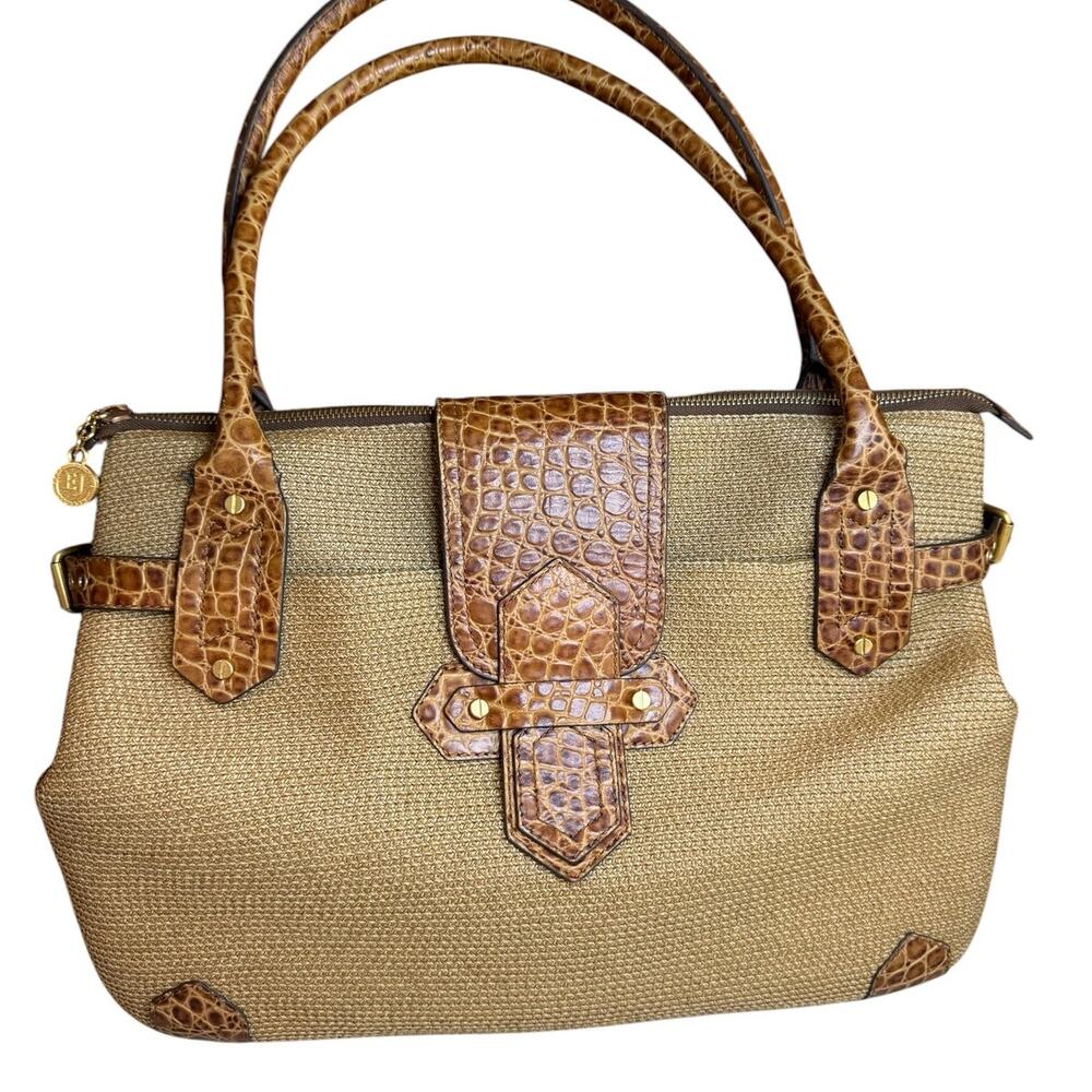 Eric Javits Large Straw Squishee Top Handled Satchel Bag
